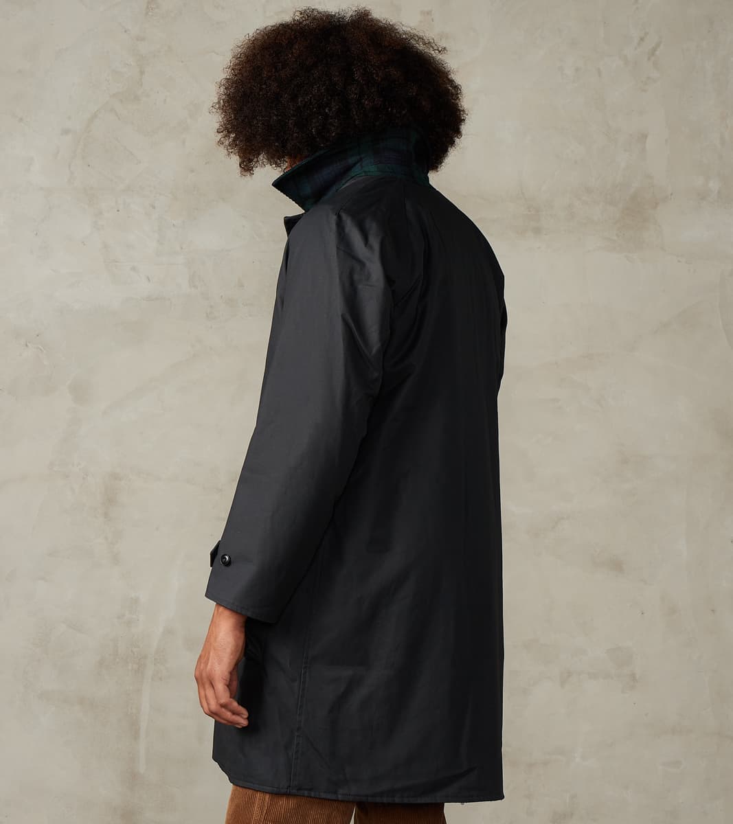 Murray 670 Reversible Raglan Trench Coat - Black Waxed Canvas & Blackwatch Woolen