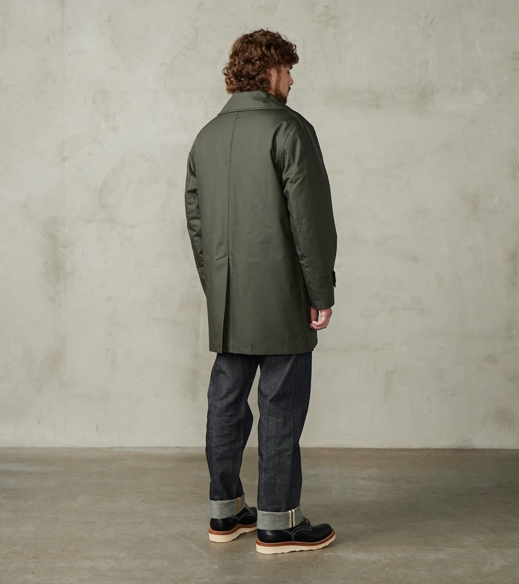 Clayton 670 Shawl DB Army Coat - Olive Waterproof Waxed Canvas