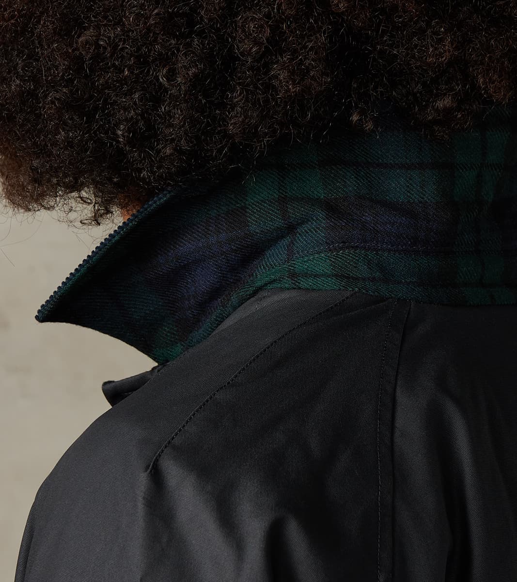 Murray 670 Reversible Raglan Trench Coat - Black Waxed Canvas & Blackwatch Woolen