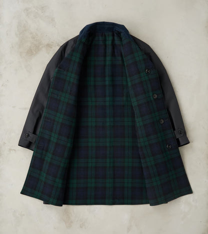 Murray 670 Reversible Raglan Trench Coat - Black Waterproof Canvas & Blackwatch Woolen