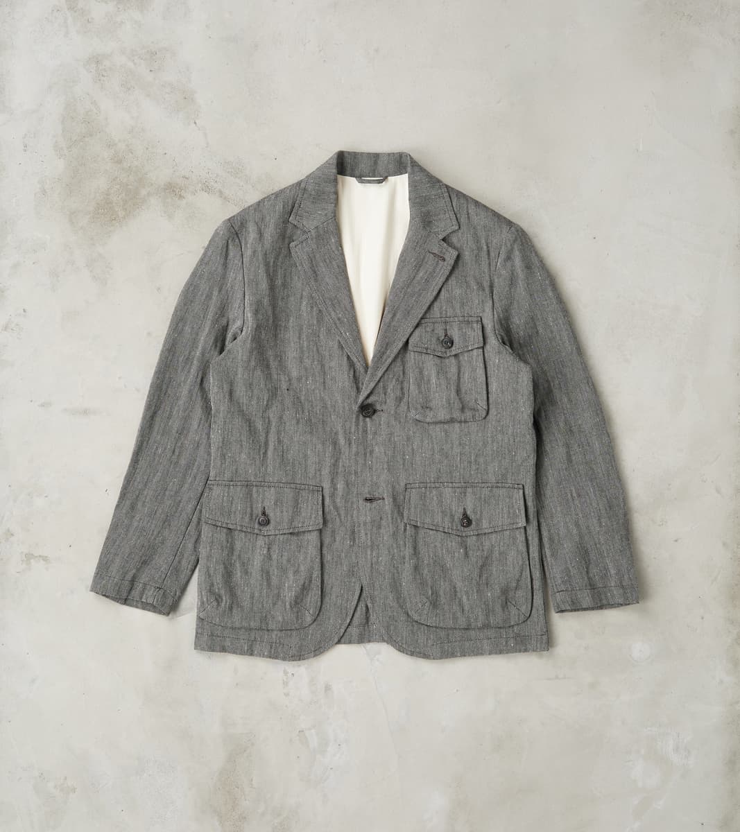 East Harbour Surplus Chester 055 Field Blazer - Grey Cotton Linen Herr…