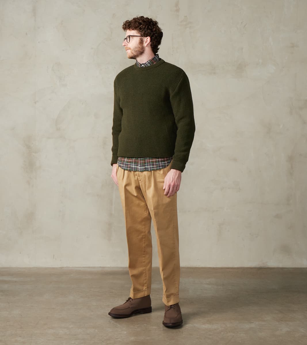 Seattle Pleated Trouser - Camel Herringbone Twill