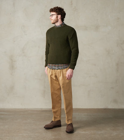 Seattle Pleated Trouser - Camel Herringbone Twill