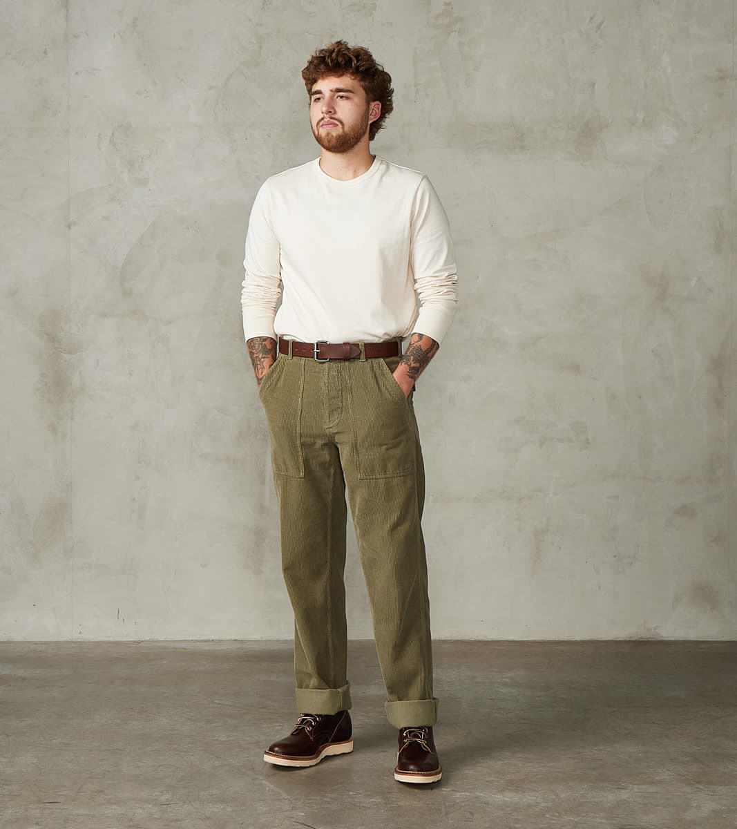 New Fatigue Trouser - Olive Corduroy
