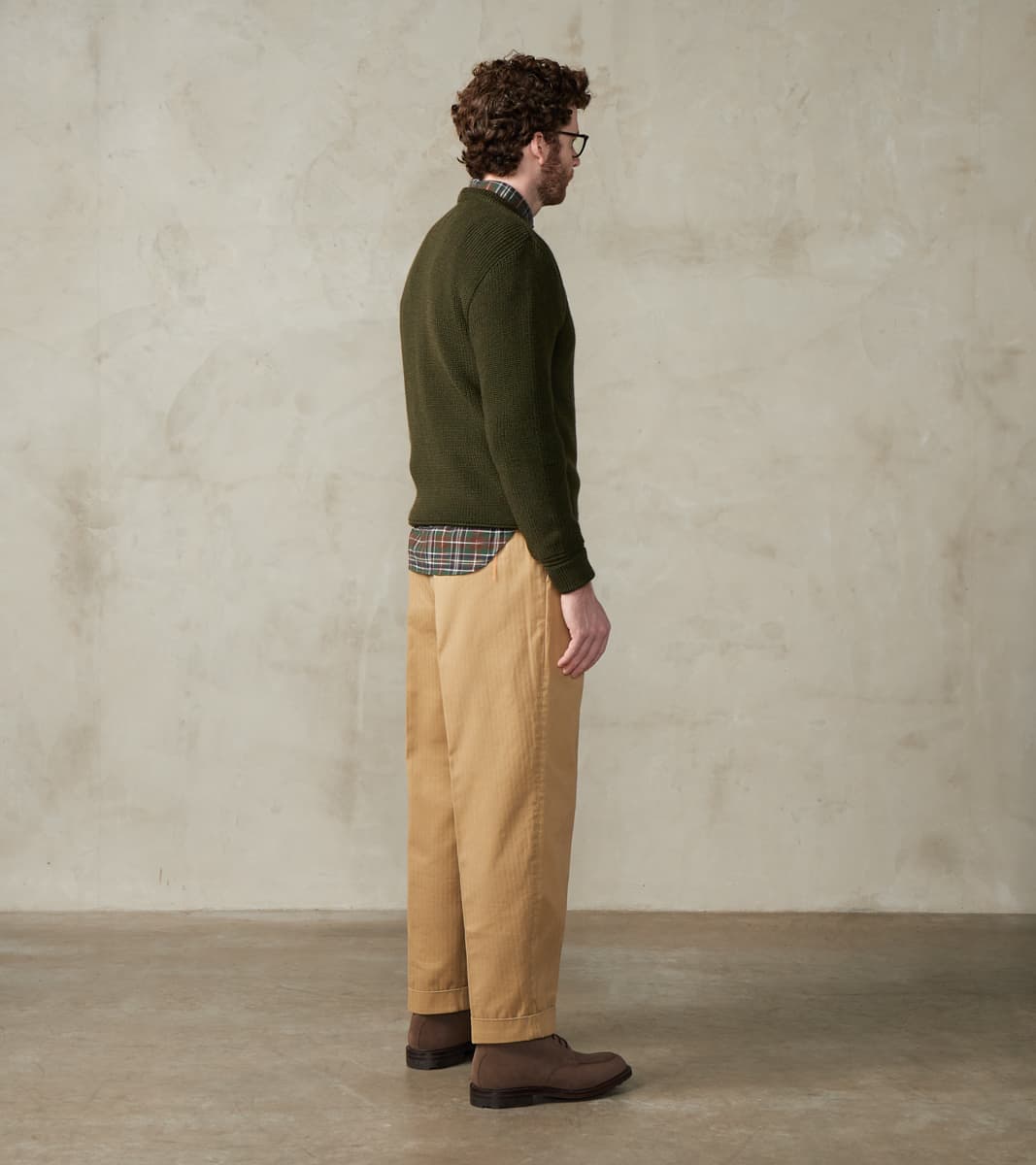 Seattle Pleated Trouser - Camel Herringbone Twill