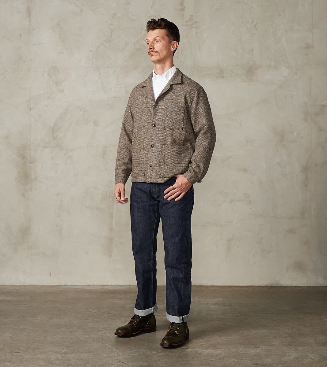 FxDR Tristan Work Jacket - Lovat® Sonsie Tweed Twill - Undyed Ash Barleycorn