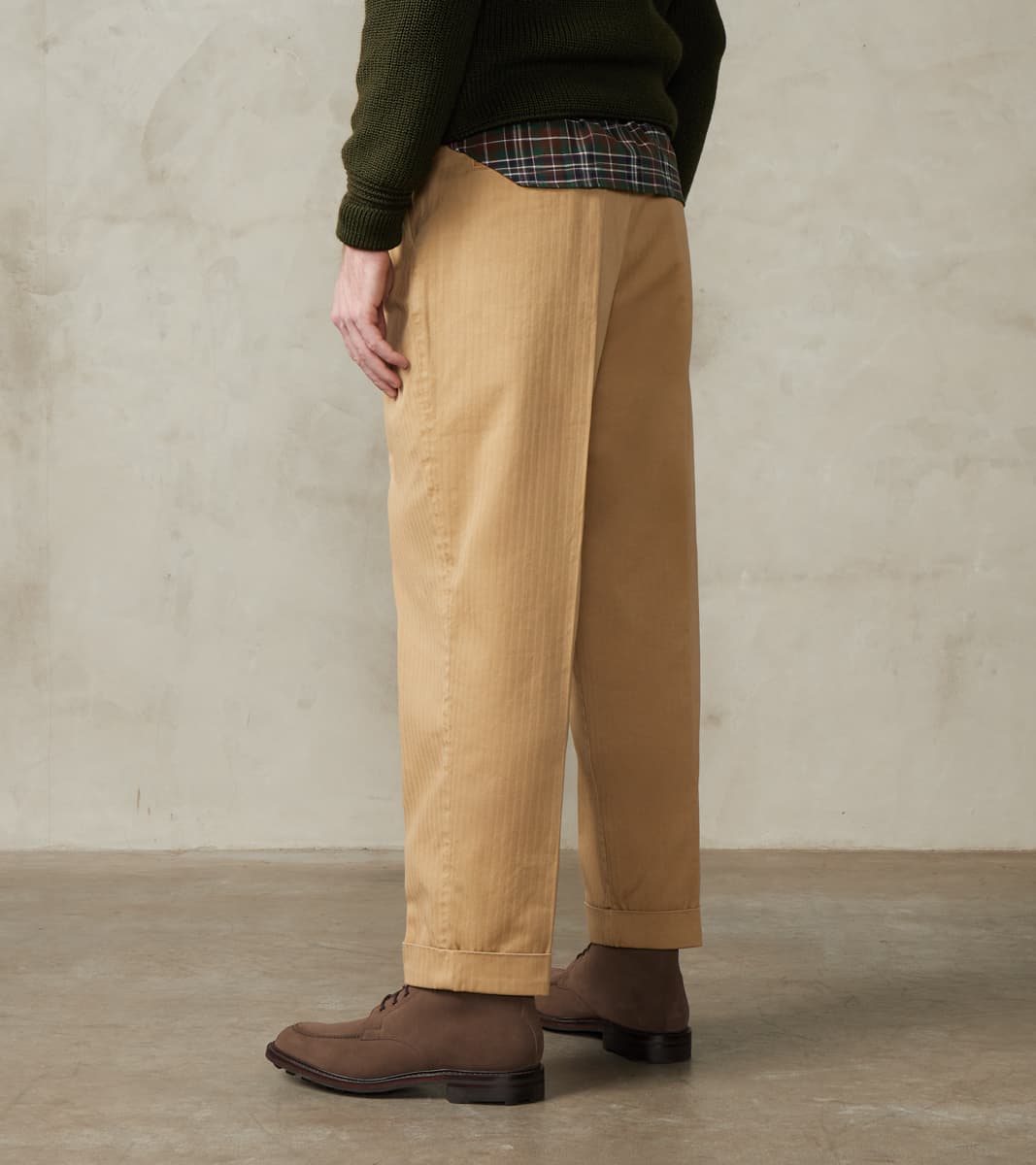 Seattle Pleated Trouser - Camel Herringbone Twill
