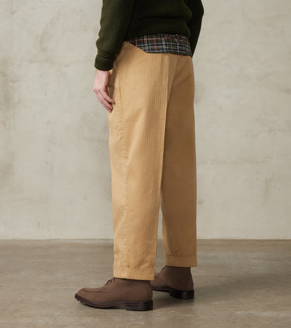 Seattle Pleated Trouser - Camel Herringbone Twill