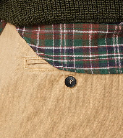 Seattle Pleated Trouser - Camel Herringbone Twill