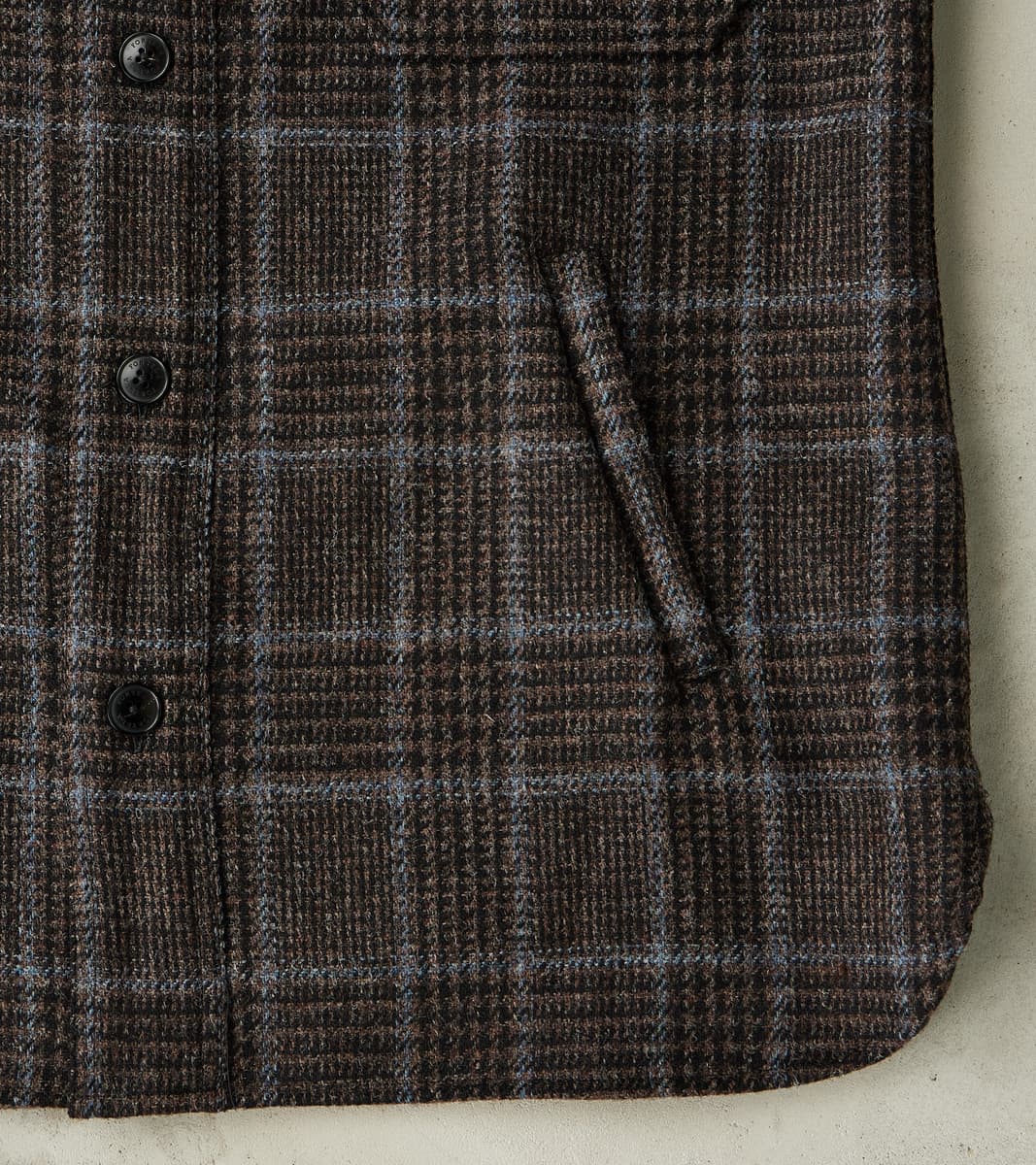 FxDR Ringo Overshirt - Fox Brothers® Wool Twill Tweed - Stag Brown Black Sky Glen Check