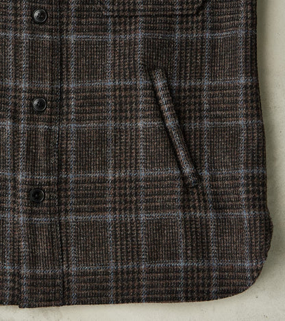 FxDR Ringo Overshirt - Fox Brothers® Wool Twill Tweed - Stag Brown Black Sky Glen Check