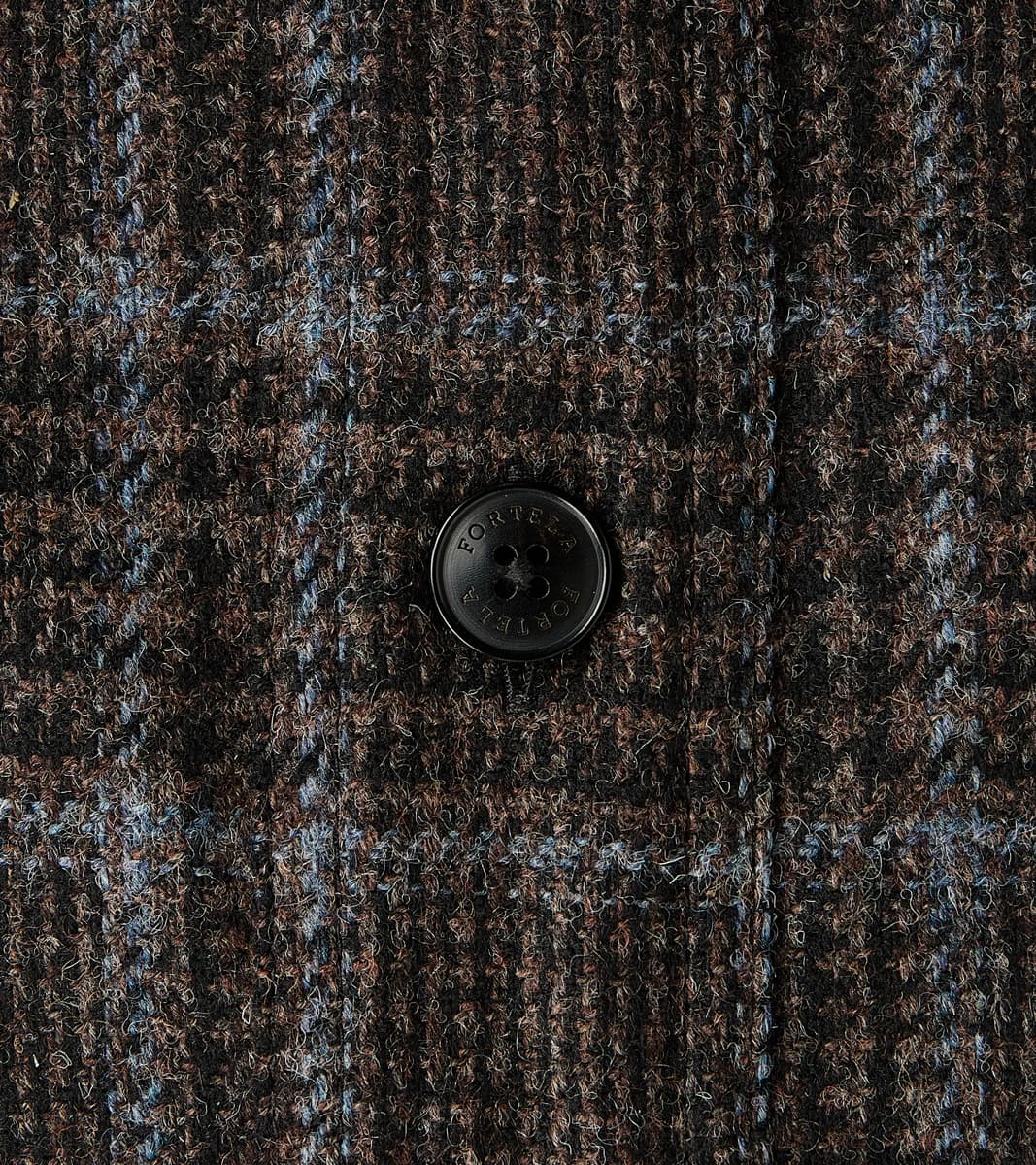 FxDR Ringo Overshirt - Fox Brothers® Wool Twill Tweed - Stag Brown Black Sky Glen Check