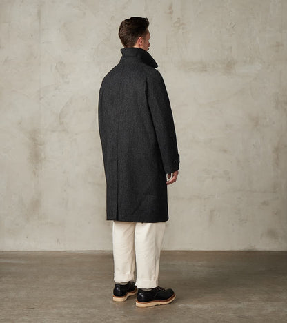 FxDR Amedeo Balmacaan Coat - Fox Brothers® Wool Twill Tweed - Granite Slate