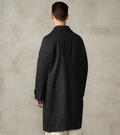 FxDR Amedeo Balmacaan Coat - Fox Brothers® Wool Twill Tweed - Granite Slate