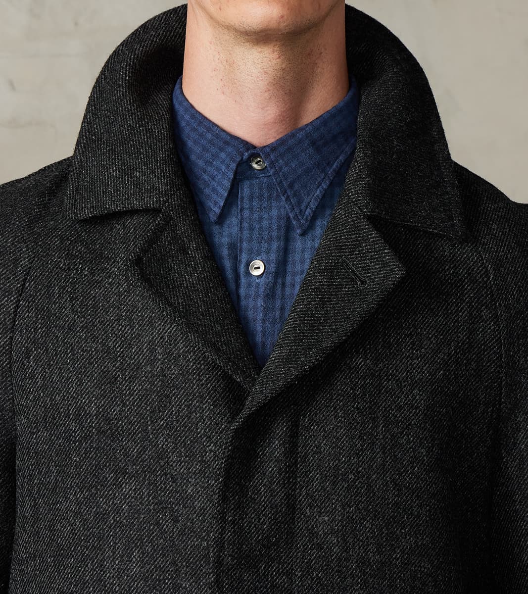FxDR Amedeo Balmacaan Coat - Fox Brothers® Wool Twill Tweed - Granite Slate