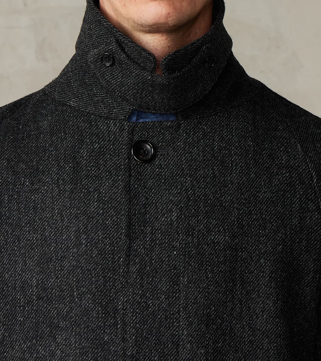 FxDR Amedeo Balmacaan Coat - Fox Brothers® Wool Twill Tweed - Granite Slate