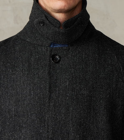 FxDR Amedeo Balmacaan Coat - Fox Brothers® Wool Twill Tweed - Granite Slate