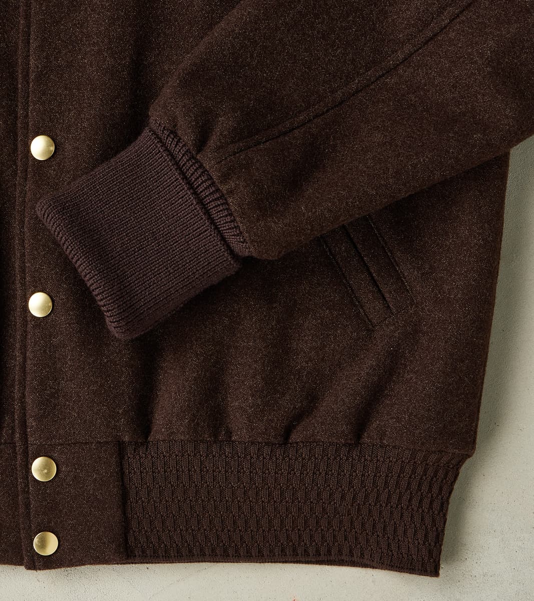 FxDR Cambridge Bomber Jacket - Lovat® Sonsie Tweed Twill - Undyed Espresso Melton