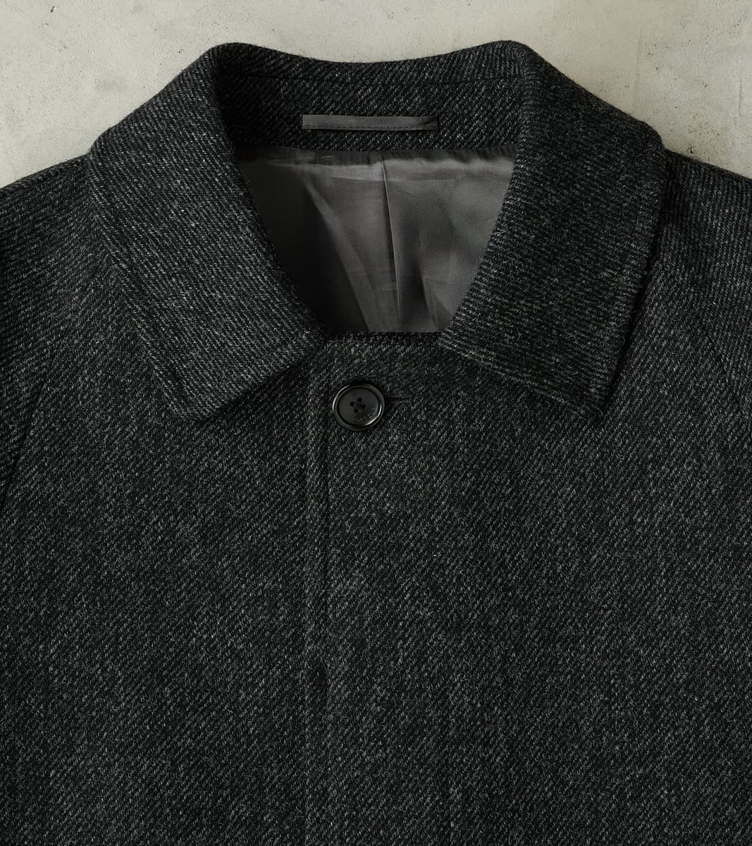 FxDR Amedeo Balmacaan Coat - Fox Brothers® Wool Twill Tweed - Granite Slate