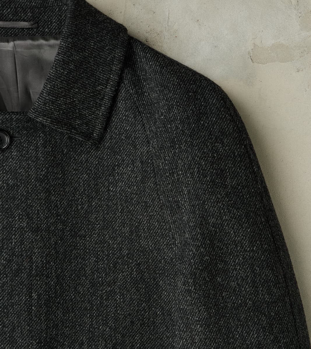 FxDR Amedeo Balmacaan Coat - Fox Brothers® Wool Twill Tweed - Granite Slate