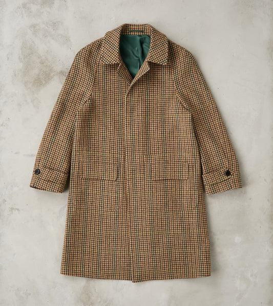 Fortela Amedeo Balmacaan Coat - Camel Shetland Houndstooth Check