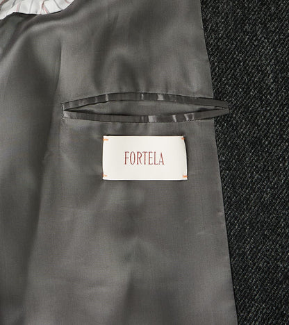 FxDR Amedeo Balmacaan Coat - Fox Brothers® Wool Twill Tweed - Granite Slate