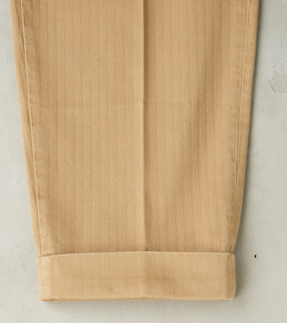 Seattle Pleated Trouser - Camel Herringbone Twill