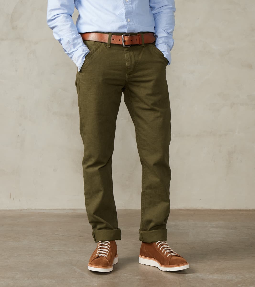 Workers Chino - 14oz Japanese Military Slub Canvas - Army Green