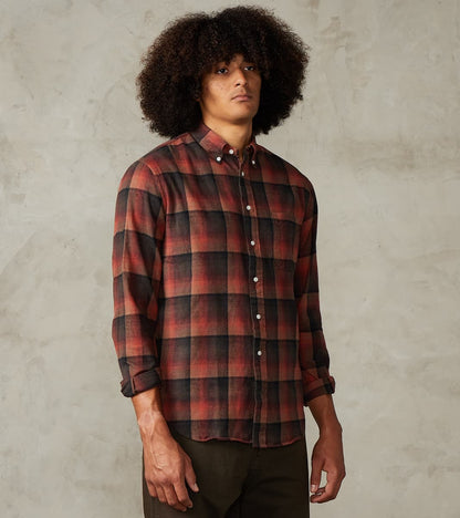 Gitman Vintage x Division Road Japanese Geometric Check Shaggy Flannel - Red & Bl…