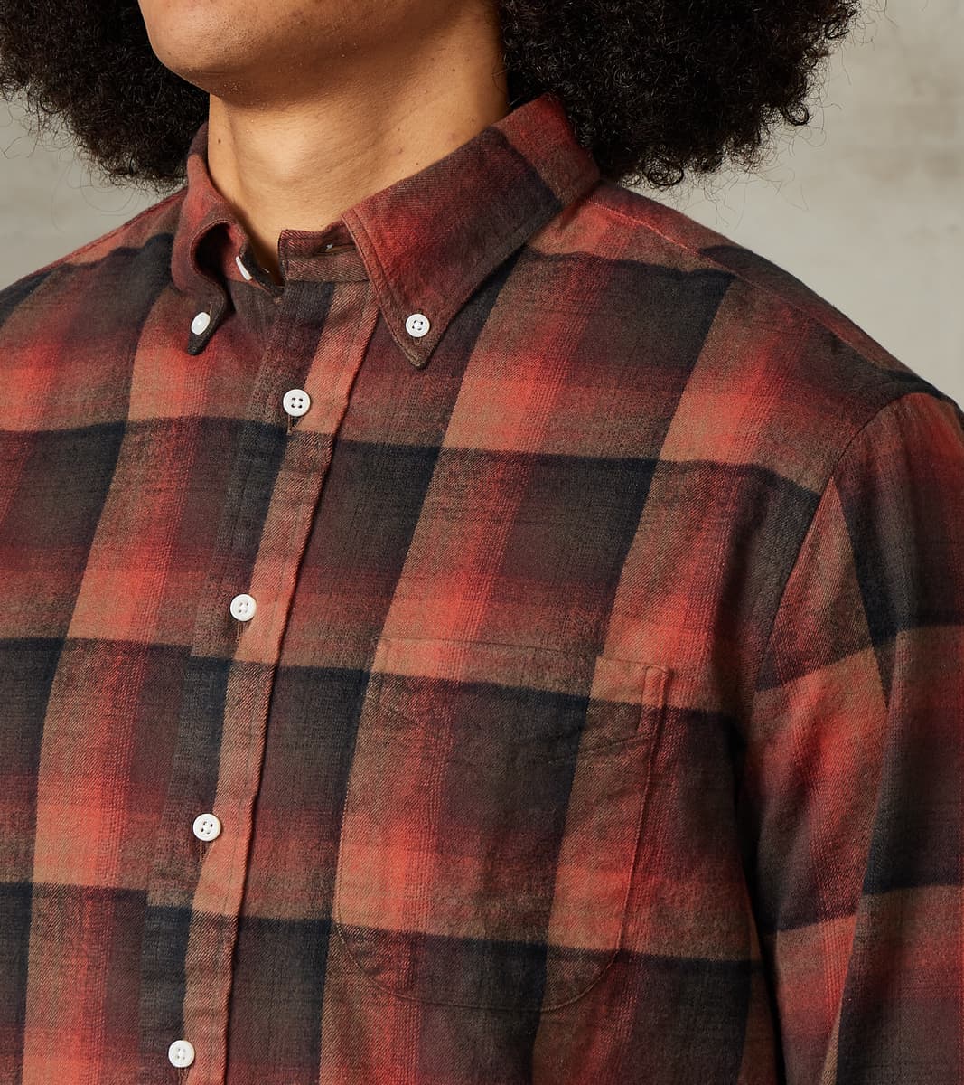 Japanese Geometric Check Shaggy Flannel - Red & Black