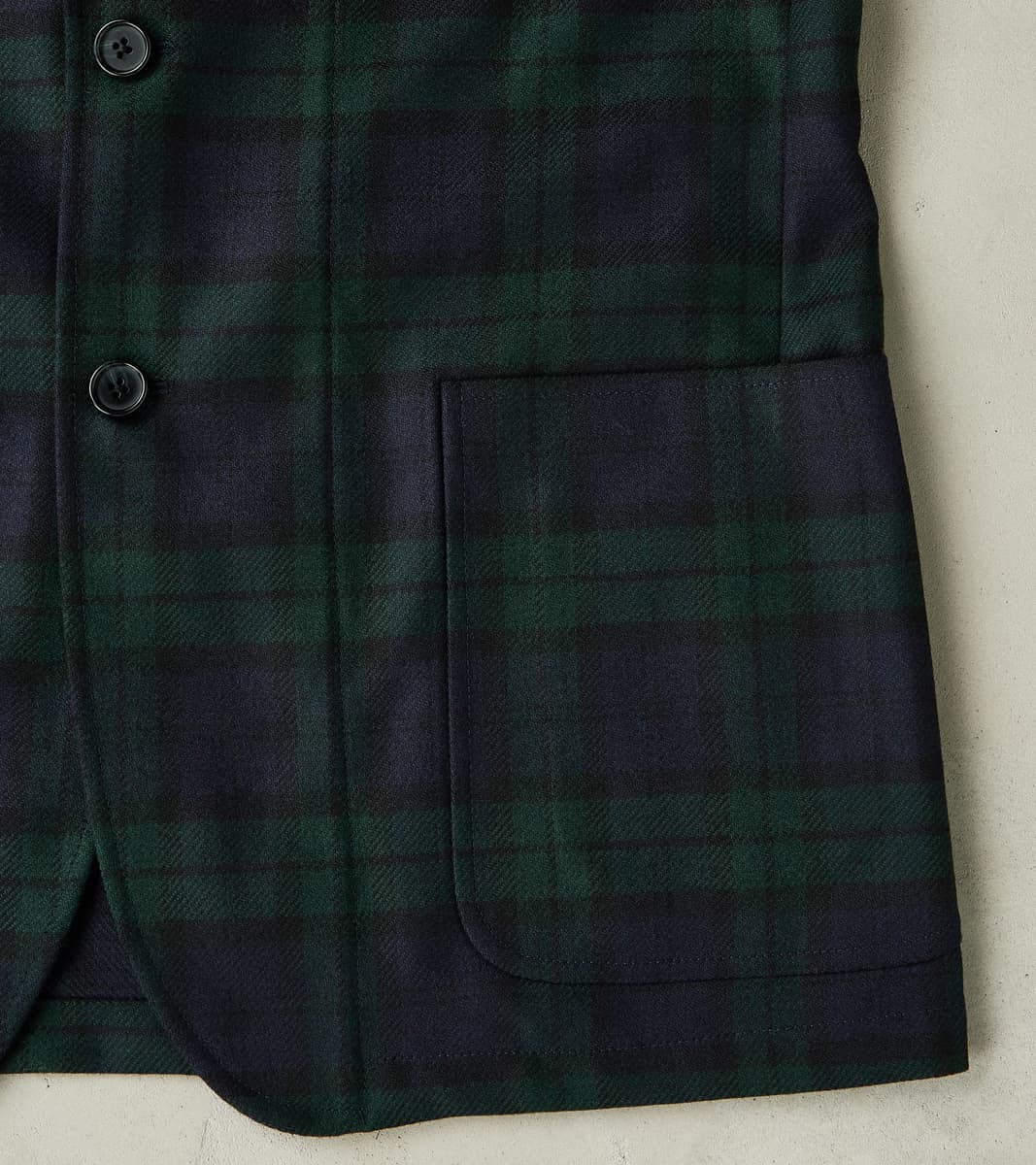 GVxDR Simple Jacket - Fox Brothers® Wool Twill Flannel - Blackwatch Tartan Check