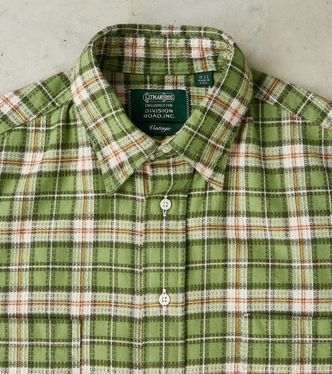 Japanese Brushed Dobby Check Camper - Green