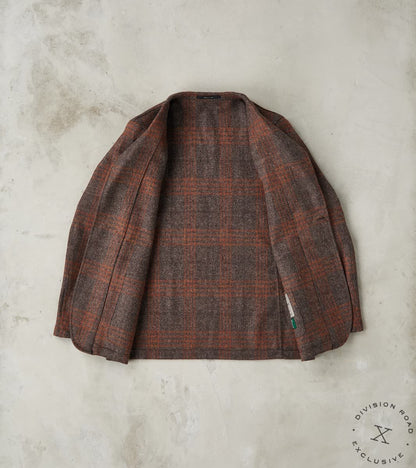 GVxDR Simple Jacket - Fox Brothers® Wool Twill Tweed - Amber Brown Windowpane Check