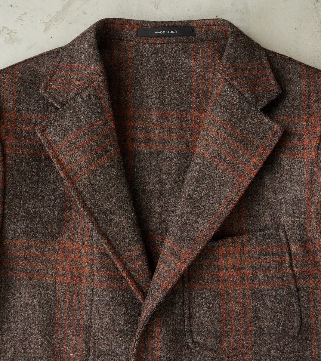 GVxDR Simple Jacket - Fox Brothers® Wool Twill Tweed - Amber Brown Windowpane Check