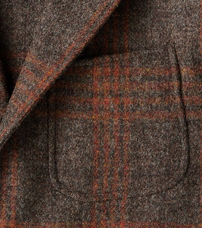 GVxDR Simple Jacket - Fox Brothers® Wool Twill Tweed - Amber Brown Windowpane Check