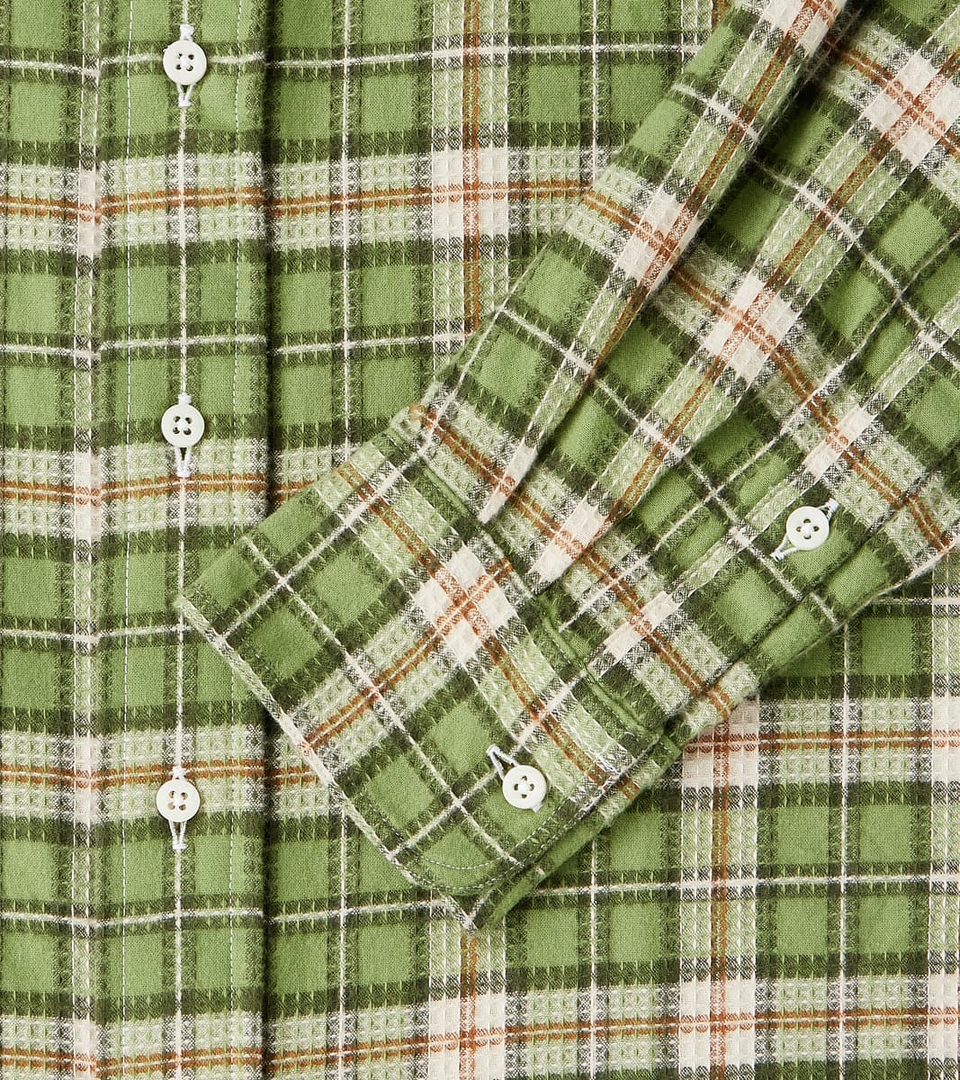 Japanese Brushed Dobby Check Camper - Green