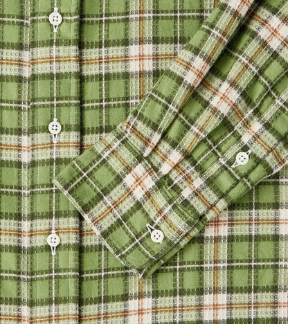 Japanese Brushed Dobby Check Camper - Green