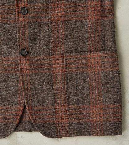 GVxDR Simple Jacket - Fox Brothers® Wool Twill Tweed - Amber Brown Windowpane Check