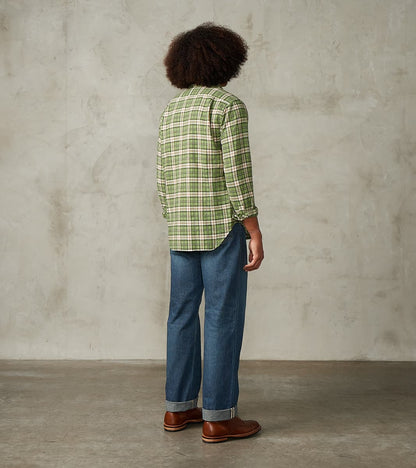 Japanese Brushed Dobby Check Camper - Green