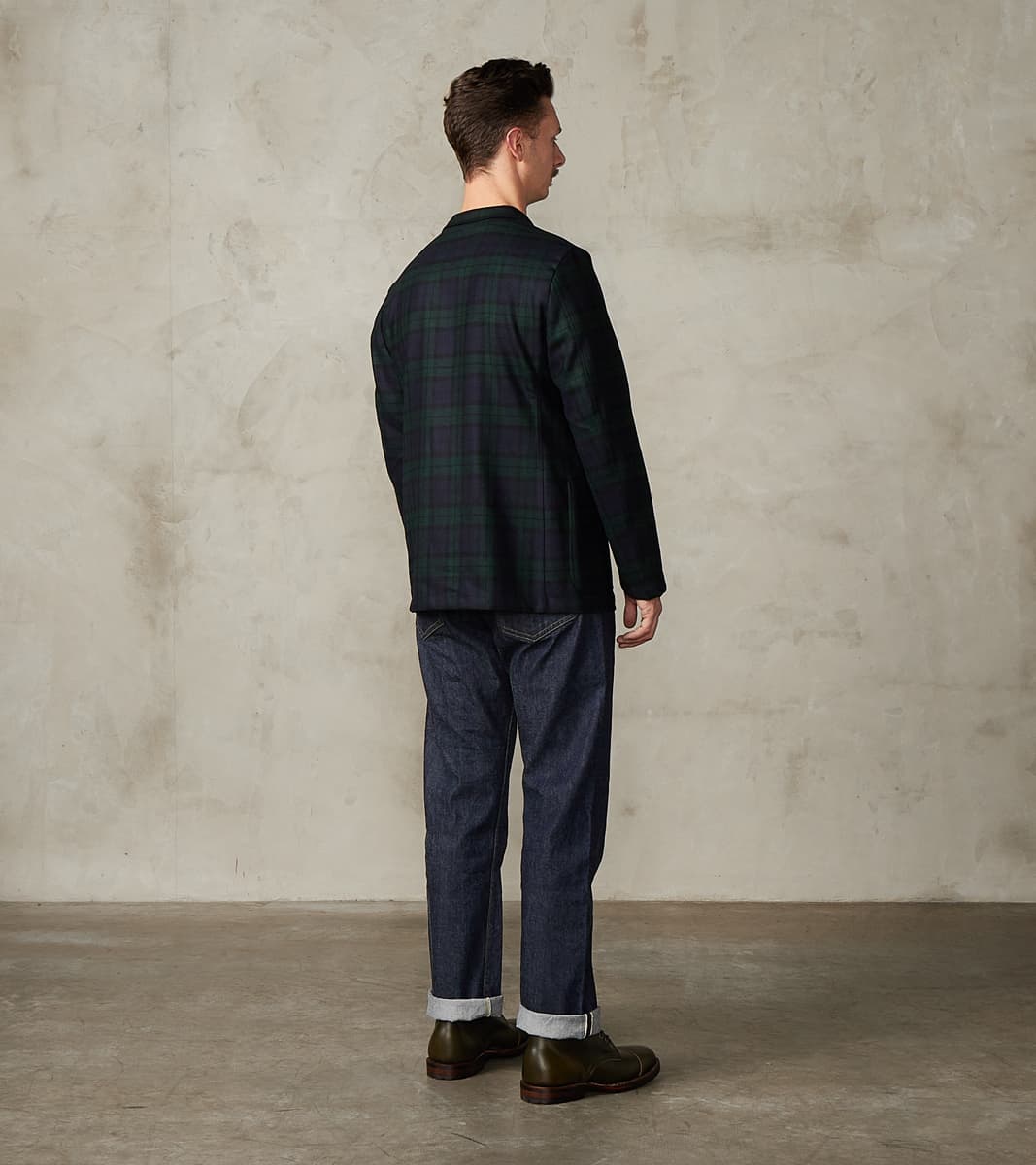 GVxDR Simple Jacket - Fox Brothers® Wool Twill Flannel - Blackwatch Tartan Check