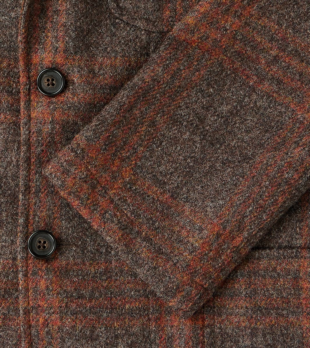 GVxDR Simple Jacket - Fox Brothers® Wool Twill Tweed - Amber Brown Windowpane Check
