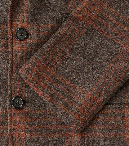 GVxDR Simple Jacket - Fox Brothers® Wool Twill Tweed - Amber Brown Windowpane Check