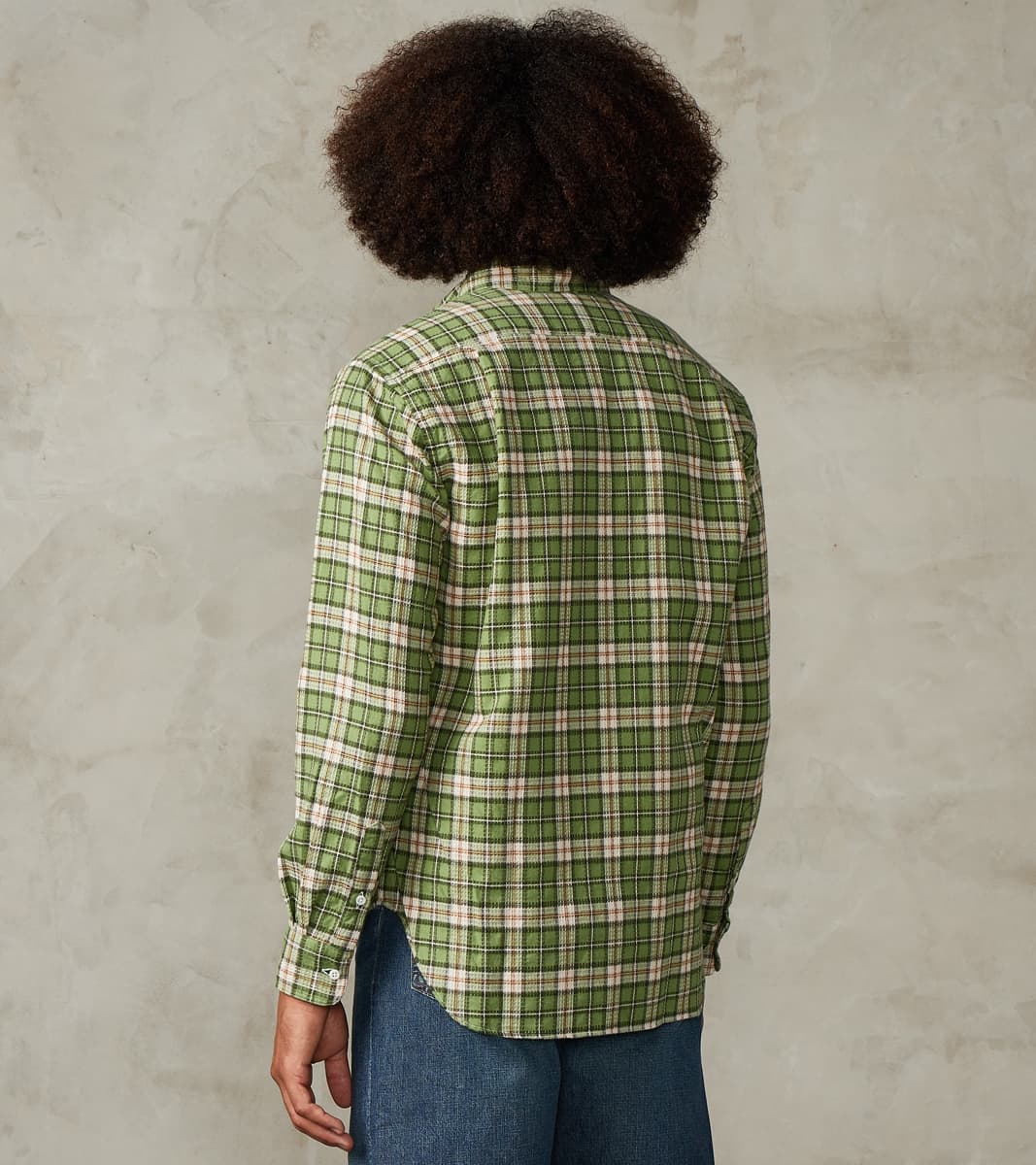 Japanese Brushed Dobby Check Camper - Green