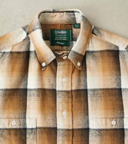 Japanese Geometric Check Shaggy Flannel Camper - Khaki & Black