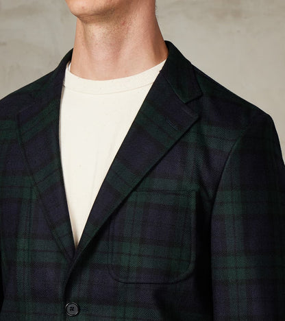 GVxDR Simple Jacket - Fox Brothers® Wool Twill Flannel - Blackwatch Tartan Check