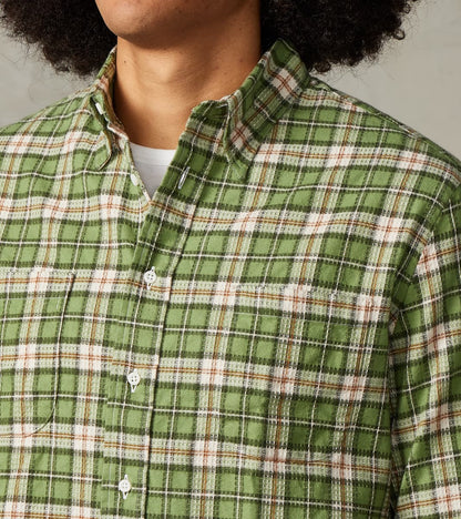 Japanese Brushed Dobby Check Camper - Green