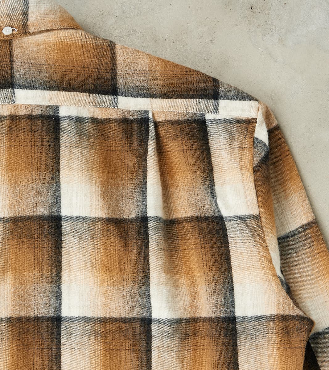 Japanese Geometric Check Shaggy Flannel Camper - Khaki & Black