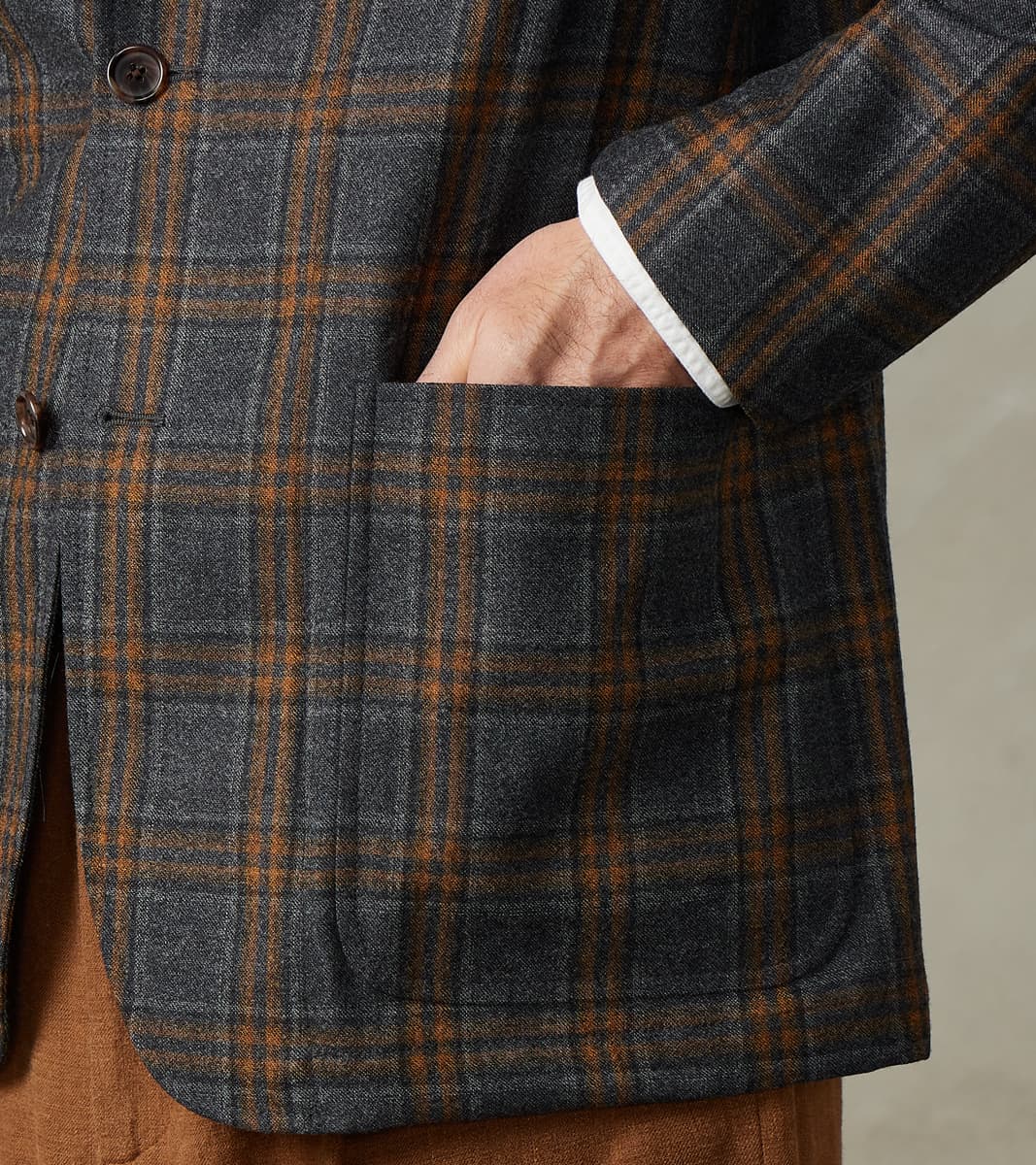 Simple Jacket- Marling & Evans® British Plaid Wool Flannel - Charcoal & Chestnut