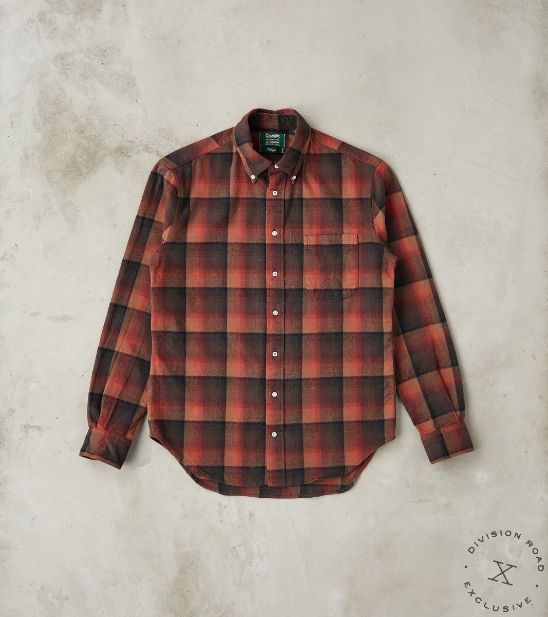 Gitman Vintage x Division Road Japanese Geometric Check Shaggy Flannel - Red & Bl…