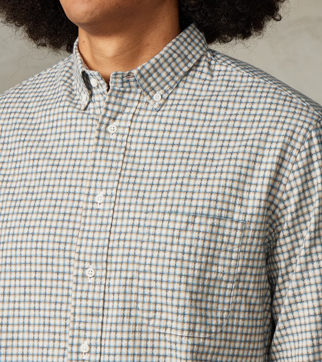 Japanese Brushed Dobby Check - Ecru